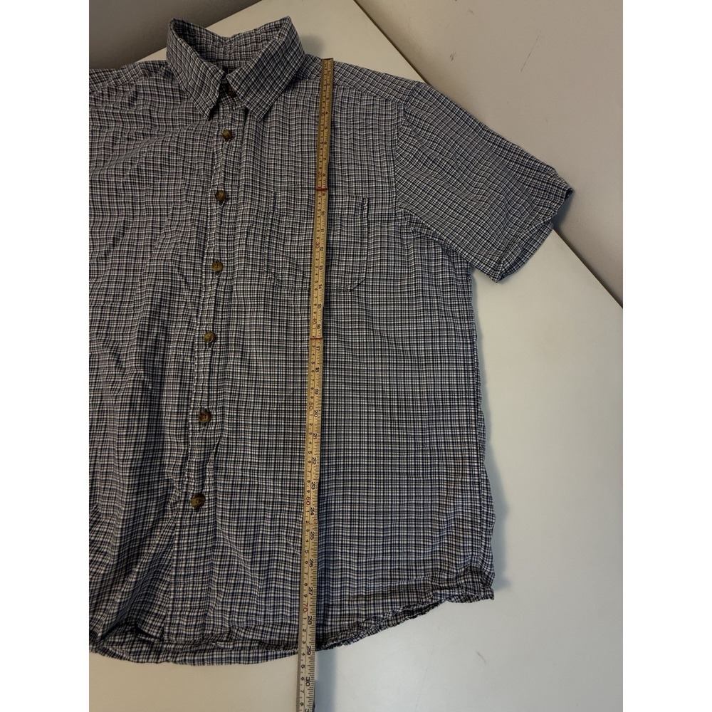 Eddie Bauer Sport Shop Shirt Men's Large Blue Check Short Sleeve Cotton Hiking - Picture 8 of 10